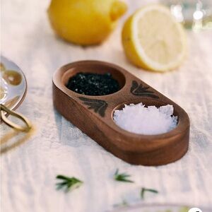 Anthropologie The Mediterranean Dish Wooden Salt & Pepper Dish